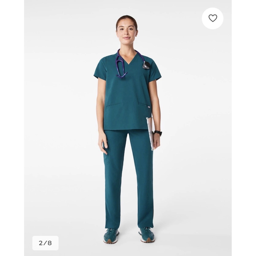 FIGS Caribbean Blue Scrub Set Yola Bottoms + Casma Top Small PO 1596